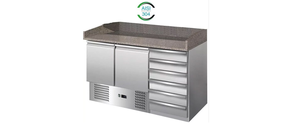 Banco pizza refrigerato Forcar S903PZCAS 2 porte e cassettiera - Forcar Refrigerati